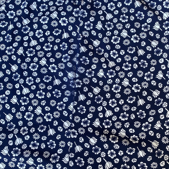 navy and white flower high waist calf length skirt - Picture 2 of 2